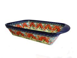 Polish Pottery Rectangular baker with handles, 11 x 9 x 2, 68 oz