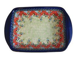 Polish Pottery Rectangular baker with handles, 11 x 9 x 2, 68 oz N2