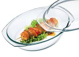Simax Glassware Oval Casserole with Lid 2.4 Qt