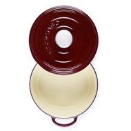 Essenso Grenoble Cast Iron Dutch Oven with Four-Layer Enamel and Ceramic Coated Interior, Burgundy, 5-Quart N3
