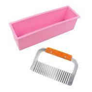 Biowow Rectangular Silicone Cake Soap + Wavy Stainless Steel Soap Cutter