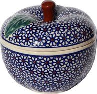 Polish Pottery Apple Baker From Zaklady Ceramiczne Boleslawiec #1425-120, Dimensions: Width: 4.9&quot; Height: 4.7&quot;