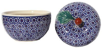 Polish Pottery Apple Baker From Zaklady Ceramiczne Boleslawiec #1425-120, Dimensions: Width: 4.9&quot; Height: 4.7&quot; N2