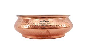 IndianCraftVilla 5.3&quot; X 5.8&quot; X 2.3&quot; Handmade Steel Copper Set Of 2 Mughlai handi Volume 525 ML With Lid serving... N3
