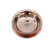 IndianCraftVilla 5.3&quot; X 5.8&quot; X 2.3&quot; Handmade Steel Copper Set Of 2 Mughlai handi Volume 525 ML With Lid serving... N4