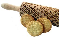 Bopstyle Wooden Laser Engraved Rolling Pin with Skulls Pattern for Embossed (15&quot; x 1.96&ldquo;, Skulls Eat Me) N3