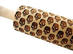 Bopstyle Wooden Laser Engraved Rolling Pin with Skulls Pattern for Embossed (15&quot; x 1.96&ldquo;, Skulls Eat Me) N7