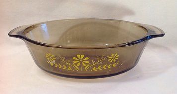 Glasbake Yellow Daisy Vintage Oval Casserole