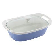 Corningware Etch Blue Cornflower 2.5-qt Oblong w/ Glass Lid