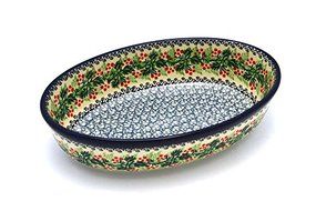 Polish Pottery Baker - Oval - Small - Holly Berry