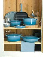 Denby Cast Iron Oval Covered Casserole, 4.2-Liter, Blue N2
