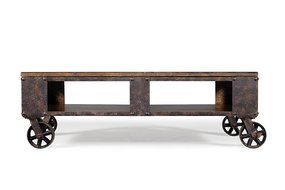 Magnussen T1755 Pinebrook Distressed Natural Pine Wood Rectangular Cocktail Table N2