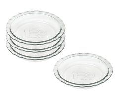 Baking Bundle - Glass Pie Dishes 100 Year Anniversary 9 1/2 Inch Deep Dish Pie Plate, Set of 4 - Bundle With Cloth N2