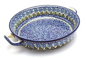 Polish Pottery Baker - Round with Handles - Large - Antique Rose