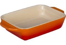 Le Creuset Stoneware Rectangular Dish, 7 by 5-Inch, Flame