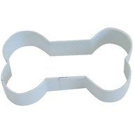 Dog Bone White Poly Resin Coated Tin Cookie Cutter 3.25&quot;