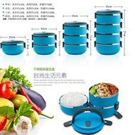 Jnndpay 1-4 Layer Stainless Steel Food Container Lunch Box Three Layers Blue