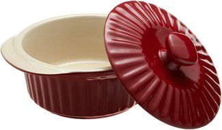 Good Cook 1.5 Quart Ceramic Covered Casserole, Red N2