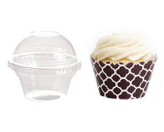 Dress My Cupcake Favor Dome Containers with Wrappers DIY Kit, Brown Spanish Tile, Set of 25