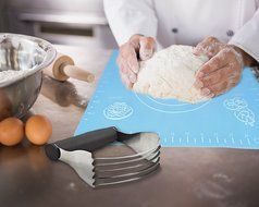 GS Professional Heavy Duty Stainless Steel Pastry Dough Blender Mixer Cutter with Blades and Bonus Pastry Mat N2