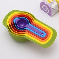 BakeWarePlus 6-pack Measuring Cups and Spoon Set, Style 6,Green