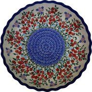 Polish Pottery Ceramika Boleslawiec 1212/282 Royal Blue Patterns 4-Cup 9-7/8-Inch Diameter Pie Baker, Small, Red...