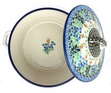 Polish Pottery Lily of the Valley Covered Round Baker N2