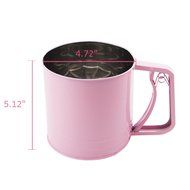 A.B Crew Stainless Steel Flour Sifter with Triple Mesh Screen Manual Powder Strainer, Pink N6