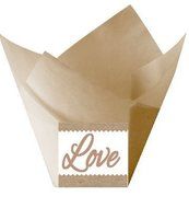 12pack Love Wedding Natural Kraft (Burlap Brown) Tulip Baking Cup Liners