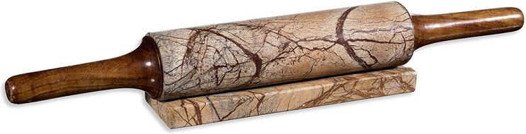 Quality Marble Rolling Pin with Base ~ Wooden Handles ~ Strong Grip ~ Sturdy Durable Construction ~ Perfect Dough... N3