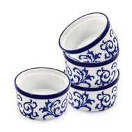 BIA Cordon Bleu White Porcelain with Blue Swirls 6 ounce Ramekin- Set of 4