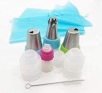 Piping Bags Tips Converter 12pcs/set, Kootips Icing Piping Bag and Nozzle Converter Tri-color Cream Coupler Cake... N4