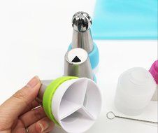 Piping Bags Tips Converter 12pcs/set, Kootips Icing Piping Bag and Nozzle Converter Tri-color Cream Coupler Cake... N5