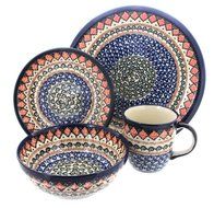 Polish Pottery Blue Horizon 16 Piece Dinner Set