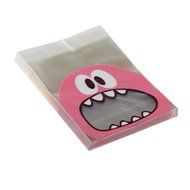 Cute Foodie Monster Self-Adhesive Cookie Candy Wrapping Gift Seal Bag 4 Colors - Pink, 10*10cm N2