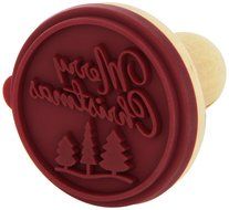 Merry Christmas Cookie Stamp - Wooden Handle with Silicone