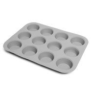 12 Cup Silicone Muffin Pan, Non-Stick Bakeware for Perfect Cupcake Results Made of Black Aluminum by Topenca