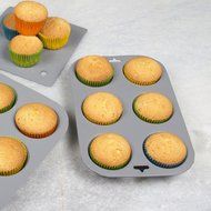 12 Cup Silicone Muffin Pan, Non-Stick Bakeware for Perfect Cupcake Results Made of Black Aluminum by Topenca N4