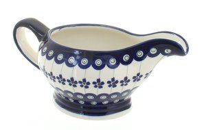 Polish Pottery Flowering Peacock Gravy Boat