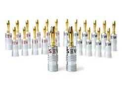 Sewell Silverback Banana Plugs, 24k Gold Dual Screw Lock Speaker Connector, 12 Pairs