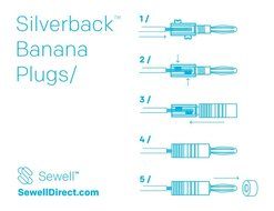 Sewell Silverback Banana Plugs, 24k Gold Dual Screw Lock Speaker Connector, 12 Pairs N4