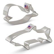 Ann Clark Marine Life Cookie Cutter Set - 2 Piece - Shark and Jumping Whale - Tin Plated Steel