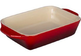 Le Creuset Stoneware Rectangular Dish, 7 by 5-Inch, Cerise (Cherry Red)