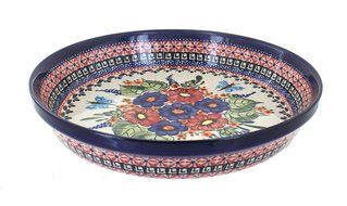 Polish Pottery Floral Butterfly Pie Plate
