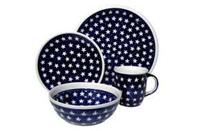 Polish Pottery Stars 4 Piece Dinner Set