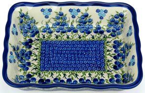 Ceramika Boleslawiecka Kalich Polish Hand Painted Baking Dish 8" x 6" x 1.75" (Red Roses) N5