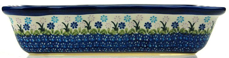 Ceramika Boleslawiecka Kalich Polish Hand Painted Baking Dish 8" x 6" x 1.75" (Red Roses) N6