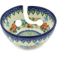 Polish Pottery Yarn Bowl 6-inch Corn Flower Butterfly UNIKAT