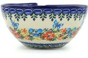 Polish Pottery Yarn Bowl 6-inch Corn Flower Butterfly UNIKAT N3