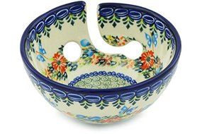 Polish Pottery Yarn Bowl 6-inch Corn Flower Butterfly UNIKAT N4